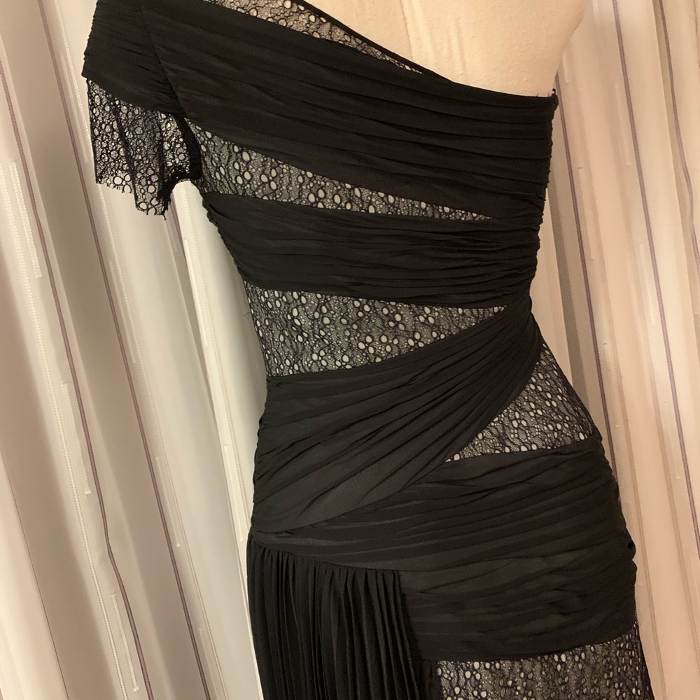 Asymmetrical side drape cocktail dress